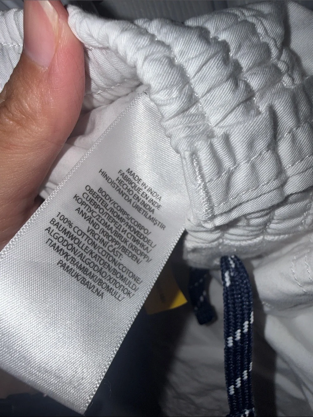 Ralph Lauren White Cotton Drawstring Kids Shorts with Navy Tie